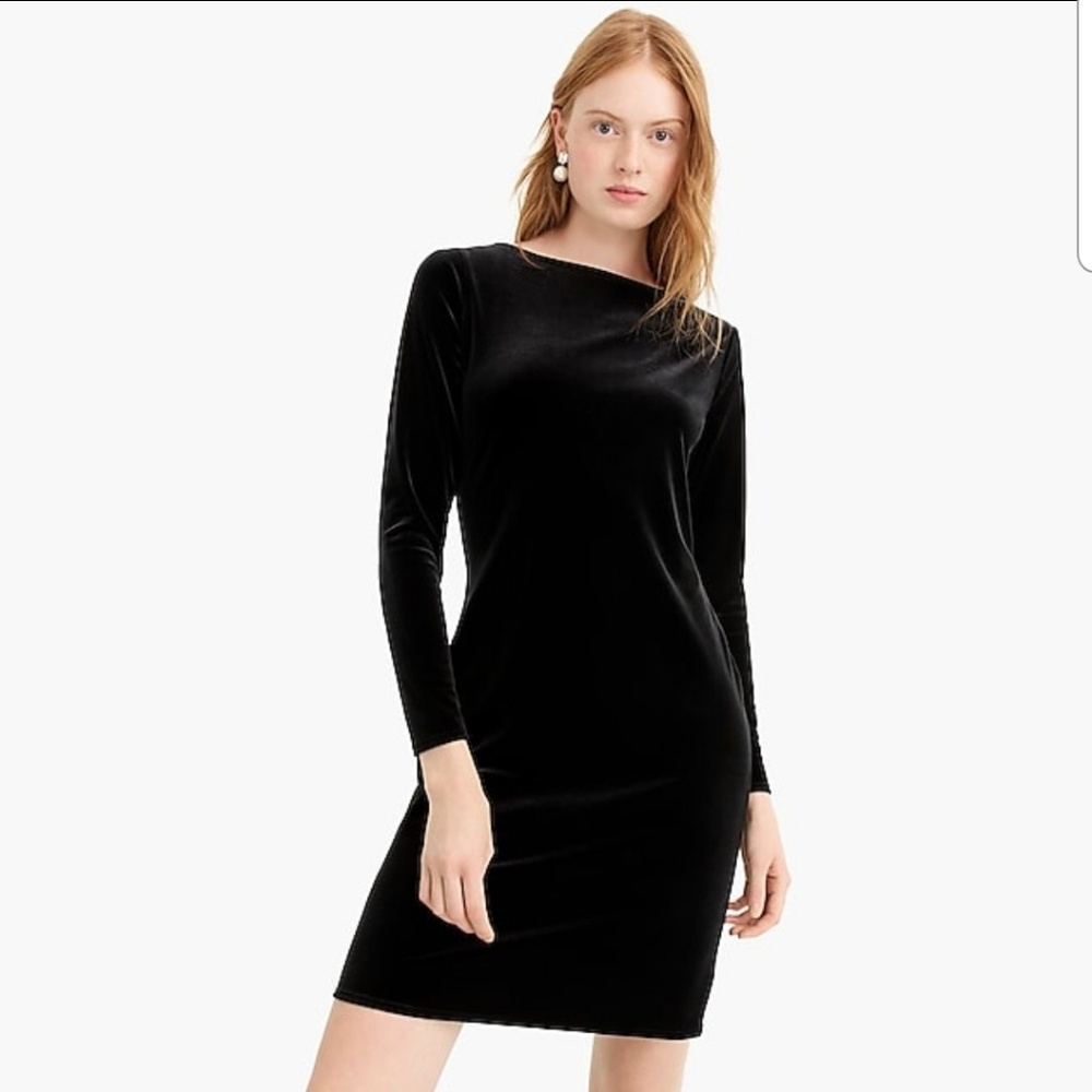 J. Crew long sleeve black velvet sheath dress